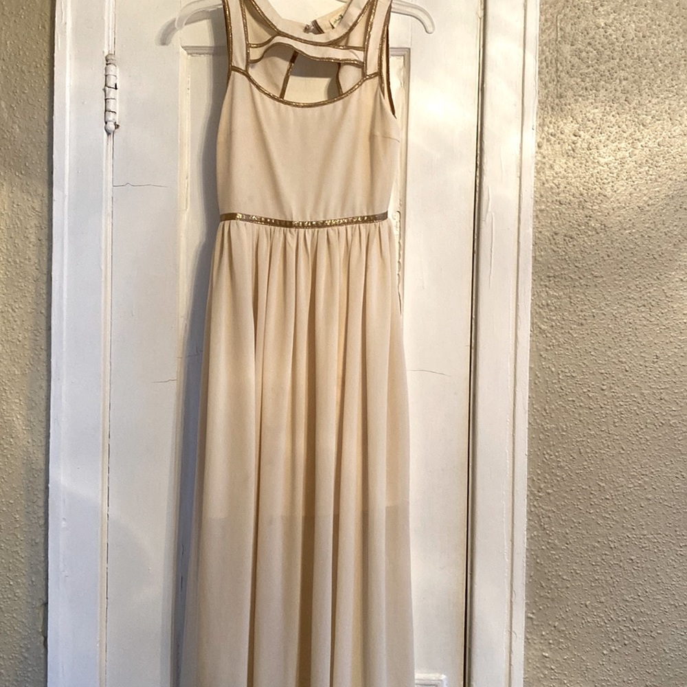 Staring at Stars White and Gold Maxi Dress